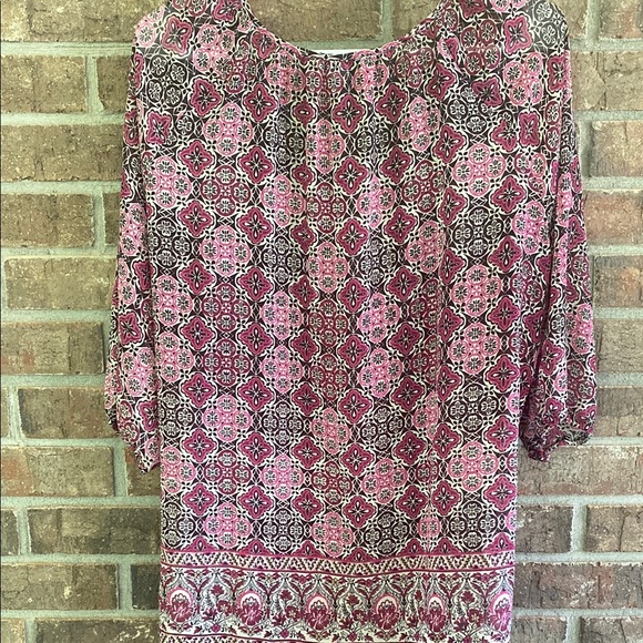 Croft & Barrow Bohemian Pink and Rich Burgundy Patterned Blouse XL - Picture 3 of 3